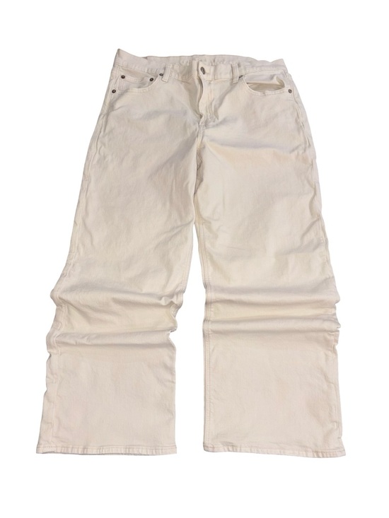American Eagle Outfitters Denim - Cream Wide Leg American Eagle Size 14 Regular | High Rise Jeans